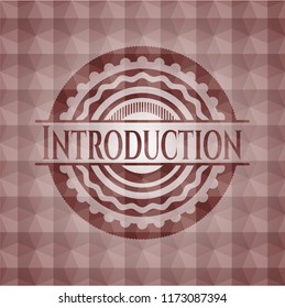 Introduction red seamless emblem with geometric pattern background.