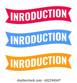 Introduction. Ribbon icon set. Flat vector illustration on white background.