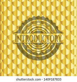Introductory gold badge. Scales pattern. Vector Illustration. Detailed.