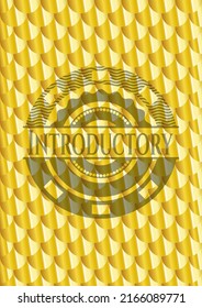 Introductory gold badge. Scales pattern. Vector Illustration. Detailed. 