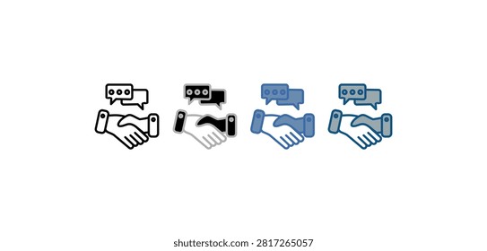 
An introductory icon set featuring a multi-style collection with handshake and conversation designs.