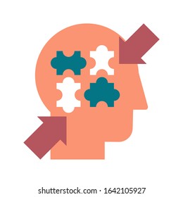 Introspection, contemplation and soul-searching flat vector icon. Stress control color pictogram