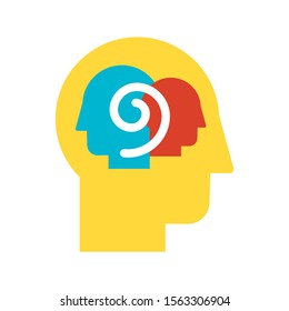 Introspection and self-observation color flat vector icon. Dissociative identity disorder pictogram