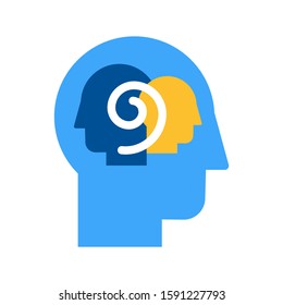 Introspection and self-observation color flat vector icon. Dissociative identity disorder pictogram