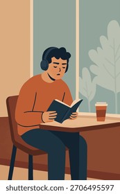 Introverter Desfrutando de Café Sozinho no Canto do Café