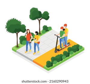 Introvert and extrovert people isometric concept with joint walk symbols vector illustration