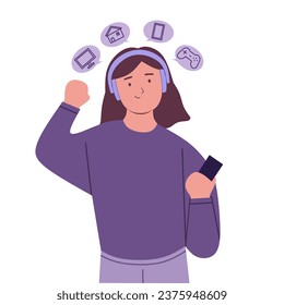 Introvert flat character. Template for background, banner, card, poster. Vector