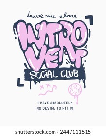 introvert graffitti style slogan graphic vector illustration for fashion print