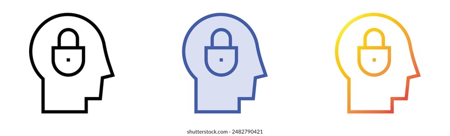 introvert icon. Linear, Blue Fill and Gradient Style Design Isolated On White Background