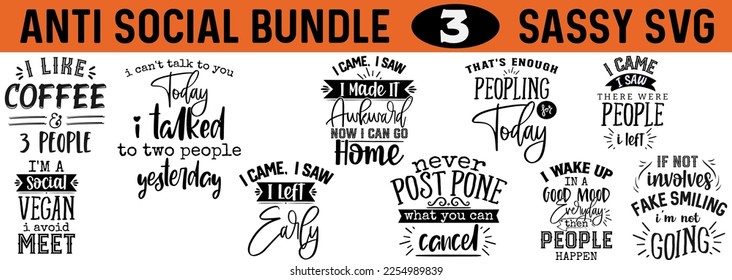 Introvert Inspiration: Anti-Social SVG Design Bundle with Hand-Drawn Vector Illustrations and Quotes for T-Shirts, Bags, Posters, and Cards