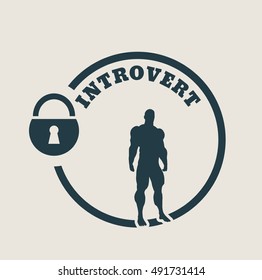 introvert simple icon metaphor. image relative to human psychology. muscular man in the locked circle