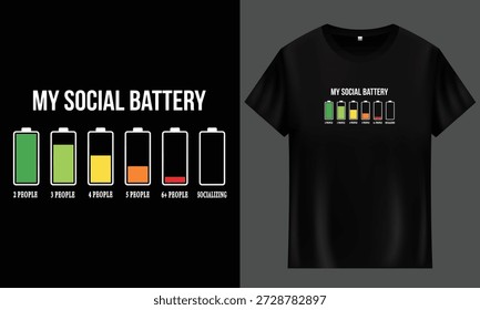 Introvert Social Niveles de batería Concepto Vector Gráfico para la marca de ropa completo Diseño personalizable