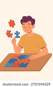 Introvert Solving Giant Jigsaw Puzzle
