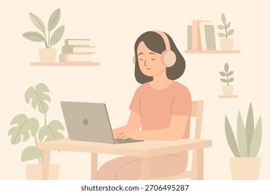 Introvertiertes Arbeiten von zu Hause aus im gemütlichen Setup