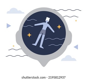 Introverted person. Antisocial character prefers to spend time alone. Person avoid communication and interaction with people. Personal space idea. Flat vector illustration