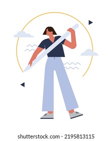 Introverted person. Antisocial character prefers to spend time alone. Person avoid communication and interaction with people. Personal space idea. Flat vector illustration