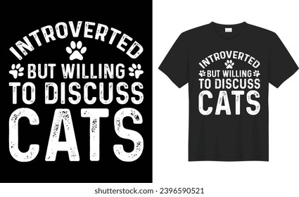 Vorgestellt, aber willens zu diskutieren Katzen Typografie Vektor T-Shirt Design. Perfekt für alle Druckartikel Tasche und Aufkleber, Banner, Vorlage. Handgeschriebene Vektorgrafik. Einzeln auf schwarzem Hintergrund.