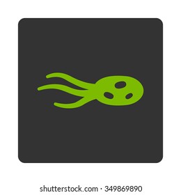 Intrude Bacteria vector icon. Style is flat rounded square button, eco green and gray colors, white background.