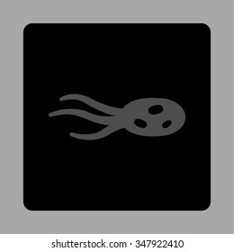 Intrude Microbe vector icon. Style is flat rounded square button, gray and black colors, silver background.