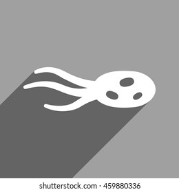 Intrude Microorganism long shadow vector icon. Style is a flat intrude microorganism white iconic symbol on a gray square background.