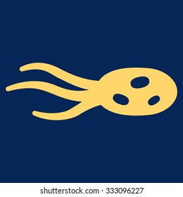 Intrude Microorganism vector icon. Style is flat symbol, yellow color, rounded angles, blue background.