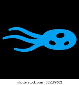 Intrude Microorganism vector icon. Style is flat symbol, blue color, rounded angles, black background.