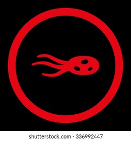 Intrude Microorganism vector icon. Style is flat rounded symbol, red color, rounded angles, black background.