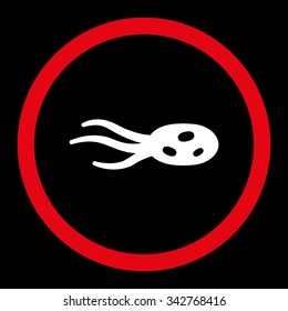 Intrude Microorganism vector icon. Style is bicolor flat rounded symbol, red and white colors, rounded angles, black background.
