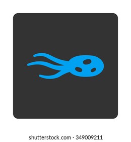 Intrude Parasite vector icon. Style is flat rounded square button, blue and gray colors, white background.