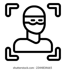 Intruder, thief, burglar, criminal line icon, CCTV concept, crime alert vector sign on white background, outline style icon mobile concept web design. Vector graphics.