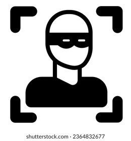 Intruder, thief, burglar, criminal solid icon, CCTV concept, crime alert vector sign on white background, glyph style icon for mobile concept and web design. Vector graphics