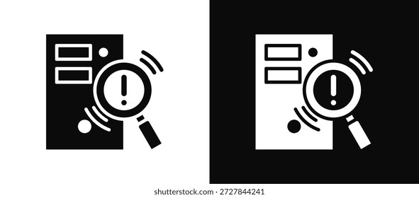 Conjunto de ícones de detecção de invasão em preto-e-branco