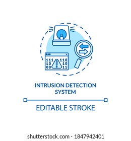 Intrusion detection system concept icon. Network traffic monitoring idea thin line illustration. Anomaly-based disclosure. IT security. Vector isolated outline RGB color drawing. Editable stroke