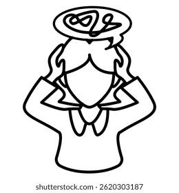 Intrusive Thoughts icon represented by confuse pose Line style.