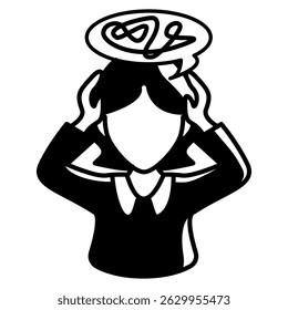 Ícone de pensamentos intrusivos representado pelo estilo confuso pose Black Filled.