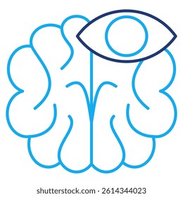 Intuition icon represented by brain, eye Dual Line style.