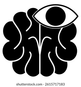 Intuition icon represented by brain, eye Black Filled style.
