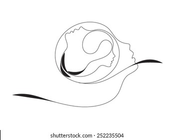Intuition series. Backdrop of graceful profile lines of a girl on the subject of intuition and inner self