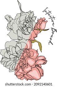 Lema INTUITIVO BRUSH para el diseño de impresión de camisetas y varios trabajos, tipografía, vector.