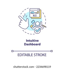 Intuitive dashboard concept icon. Admin panel. Easy to learn interface. Usability abstract idea thin line illustration. Isolated outline drawing. Editable stroke. Arial, Myriad Pro-Bold fonts used