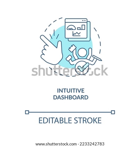 Intuitive dashboard turquoise concept icon. Admin panel. Usability abstract idea thin line illustration. Isolated outline drawing. Editable stroke. Arial, Myriad Pro-Bold fonts used