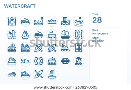 An intuitive library of 28 Bold Line icons based on Watercraft, crafted for accessibility.