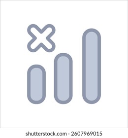 An intuitive no signal indicator in grey scale showing absence of communication signals.