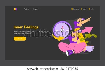 Intuitive operation context for emotional connection. Users engage actively with feelings and directions, symbolizing guidance and self-discovery. Encourages exploration through interactive elements