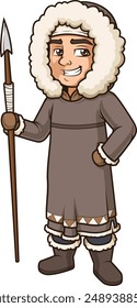 Inuit man with spear vector illustration