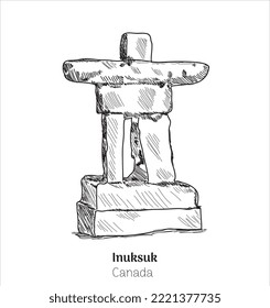 Inuksuk canada hand drawing vector illustration