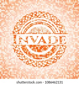  Invade abstract orange mosaic emblem