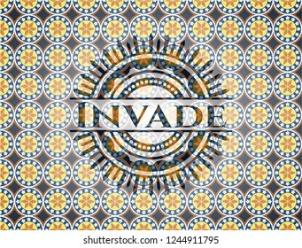 Invade arabic style emblem. Arabesque decoration.