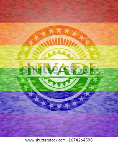Invade lgbt colors emblem. Vector Illustration. Mosaic.