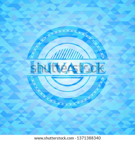 Invade light blue emblem. Mosaic background
